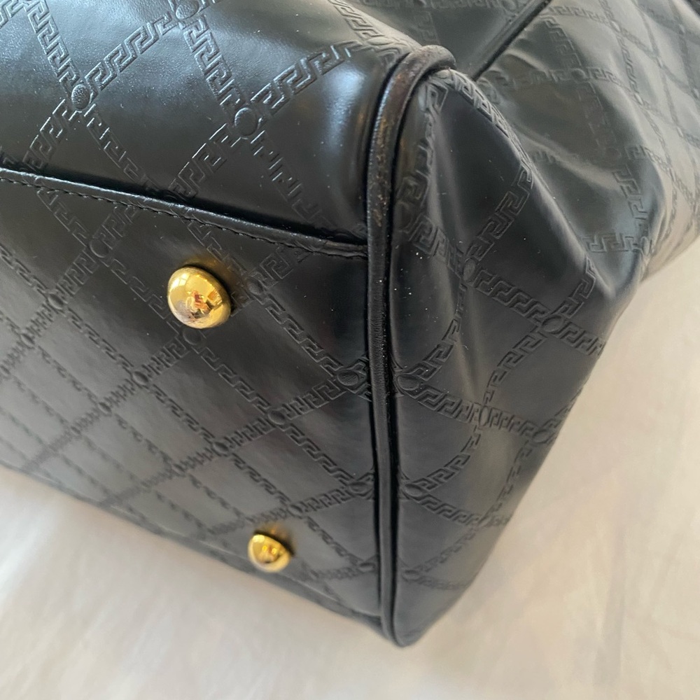 Gianni Versace Medusa quilted black leather Birkin-style Bag Travel Satchel - Picture 10 of 16